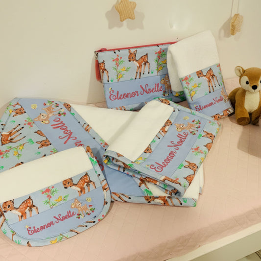 Personalized Baby Set – Newborn Hooded towel, Bib, Burp Cloth - Baby Shower Ideas
