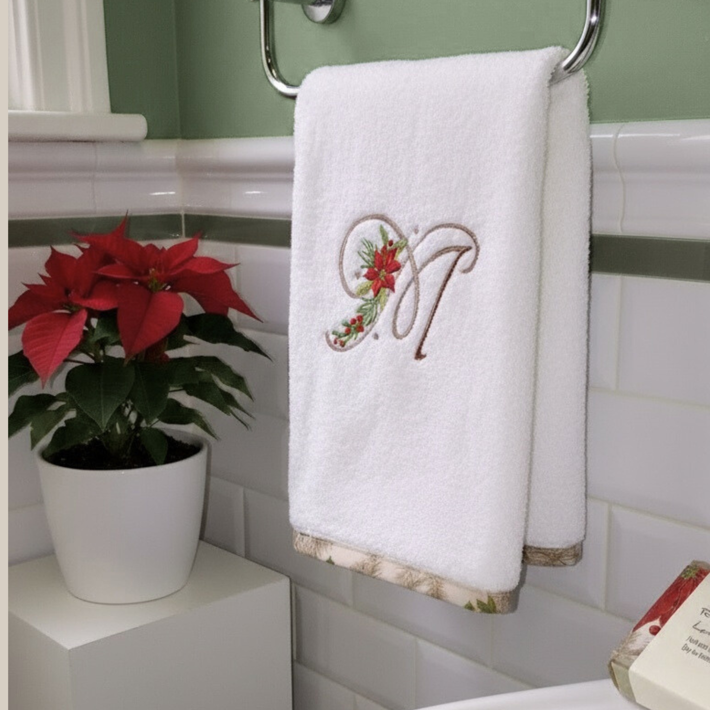 Christmas Monogram Bath Towel Set