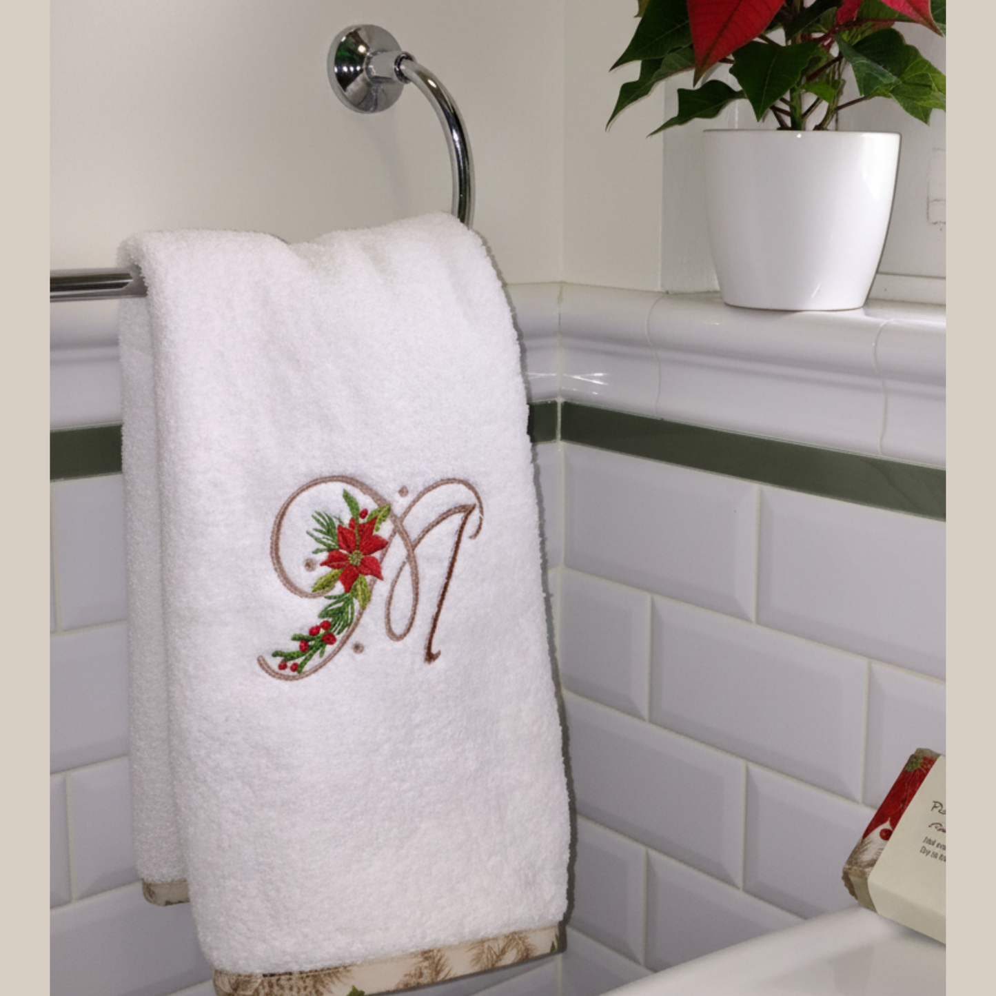 Christmas Monogram Bath Towel Set