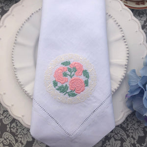 embroidered with flowers linen napkin