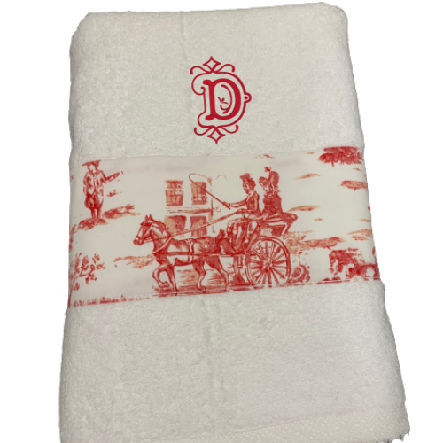 Red Toile Towel Set