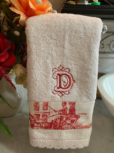 Red Toile Towel Set