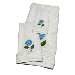Hydrangea embroidery bath towel set