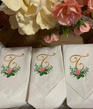Load image into Gallery viewer, Rose monogram napkins