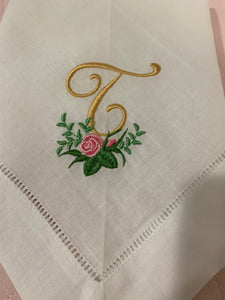 Rose monogram napkins
