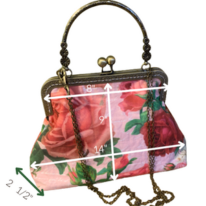 Vintage Roses Kiss Clasp Hand Bag