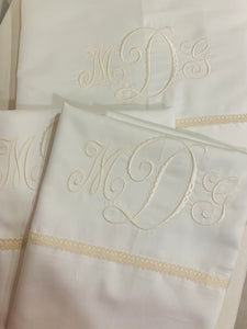 monogrammed bed sheet set