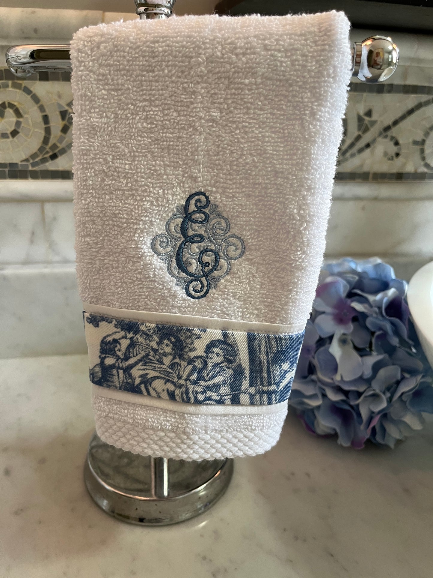 Red Toile Towel Set