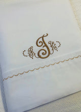 Load image into Gallery viewer, monogrammed cotton bed sheets