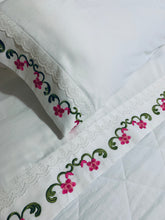 Load image into Gallery viewer, Embroidered Flower Motif Flat Sheet