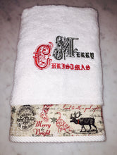 Load image into Gallery viewer, bath towel with merry Christmas embroidery