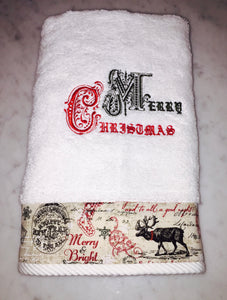 bath towel with merry Christmas embroidery