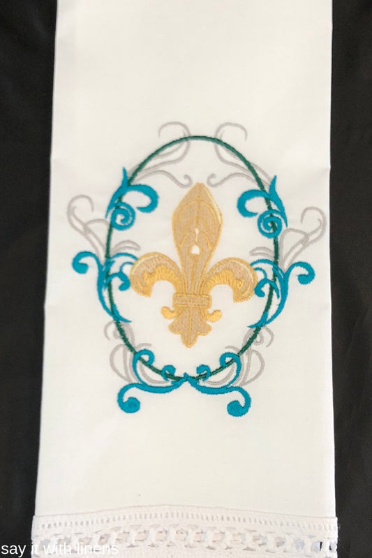 fleur de lis guest towel