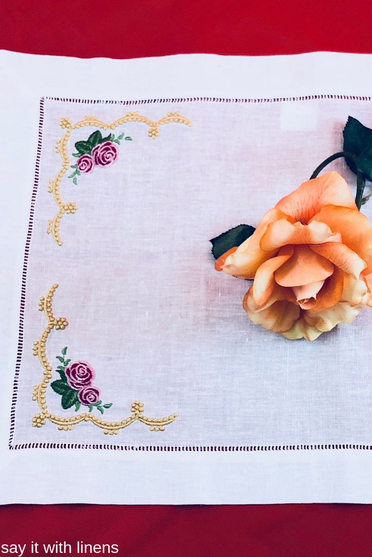 linen embroidered placemat