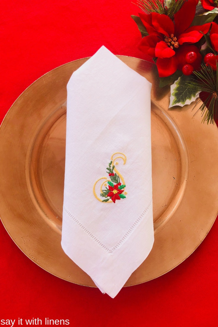 Christmas dinner napkin monogrammed