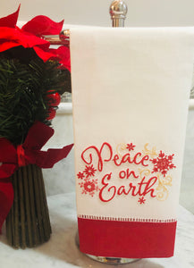 linen Christmas guest towel embroidered with Christmas design