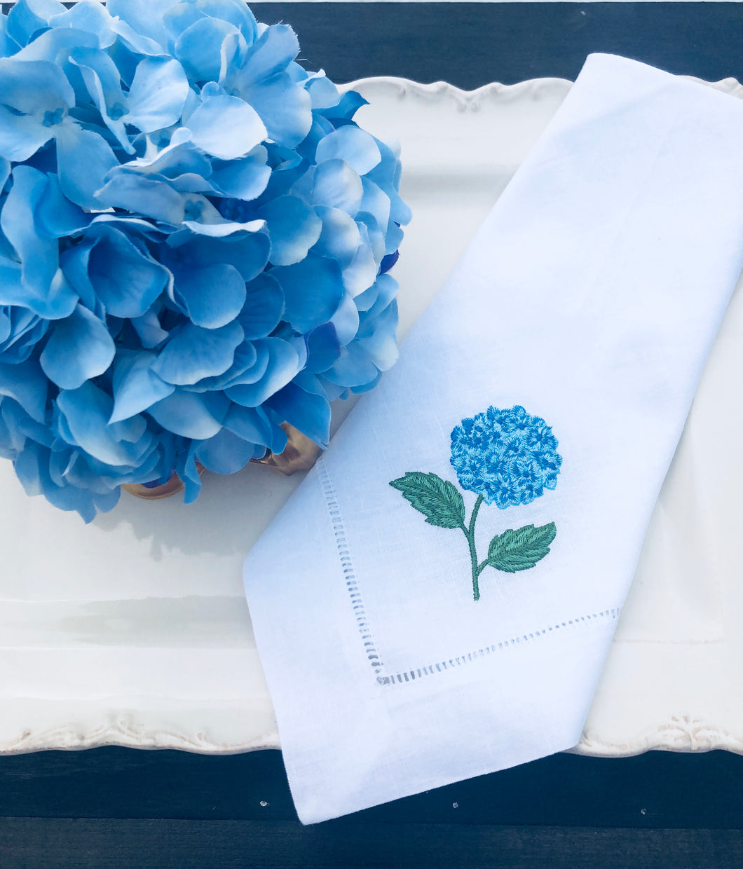 flower embroidered napkin