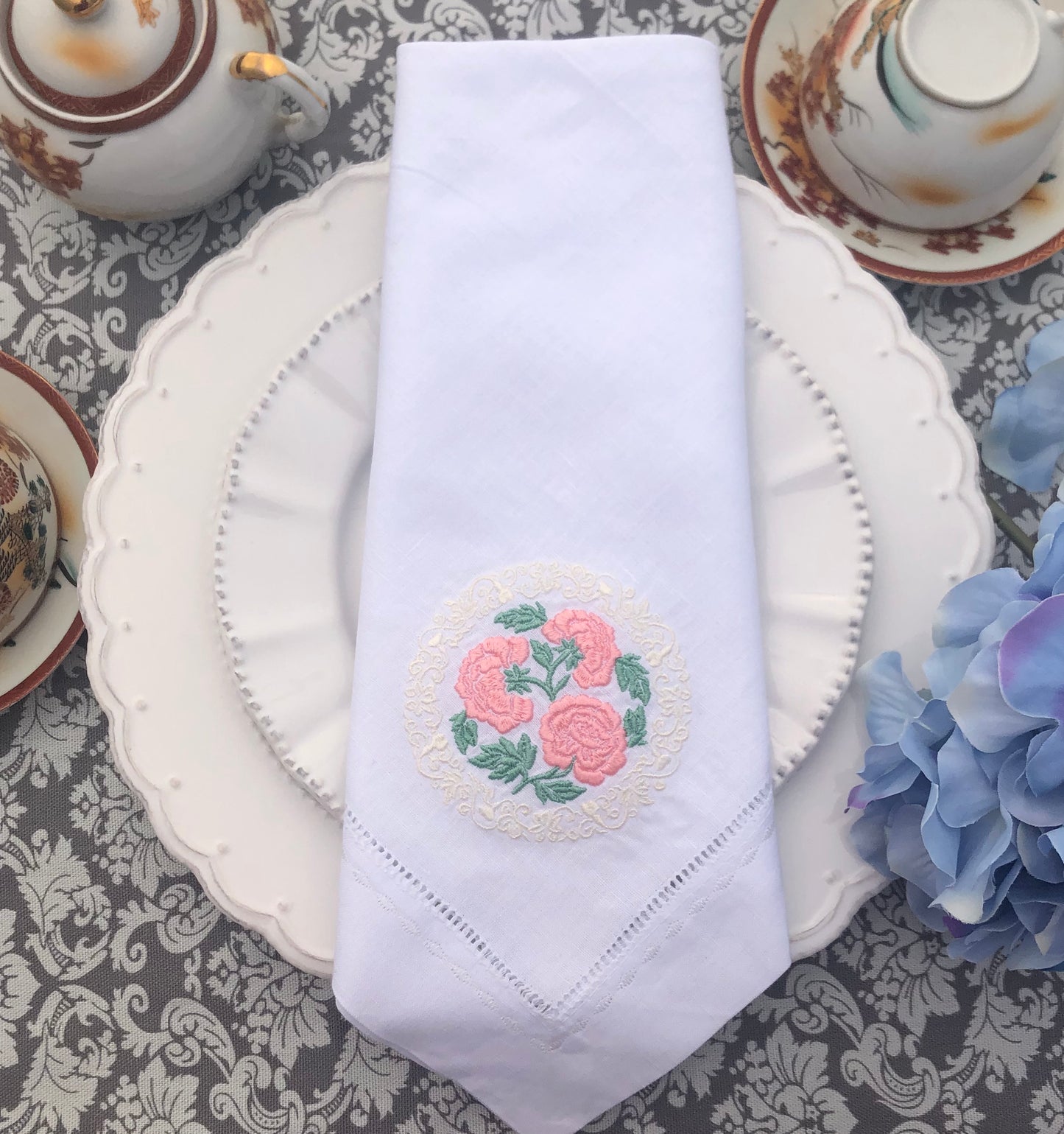 Peonies Design Linen Napkin