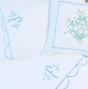 monogrammed bed sheets with scallops