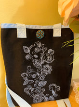 Load image into Gallery viewer, Black Canvas Bag Embroidered With Mehendi Design