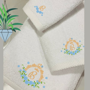 monogrammed white towel set