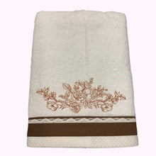 Load image into Gallery viewer, embroidered brown bath towel