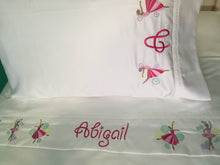 Load image into Gallery viewer, embroidered bed sheet set with ballerinas