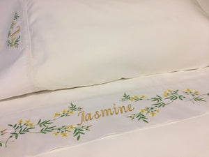embroidered bed sheets