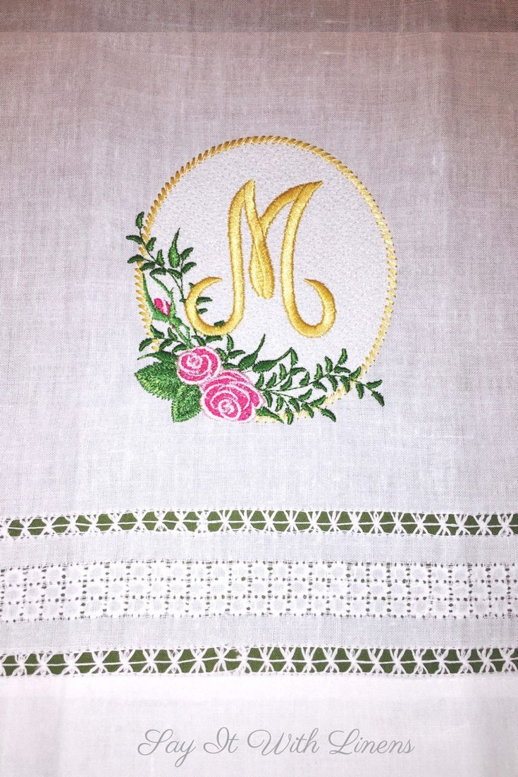 monogrammed linen guest towel