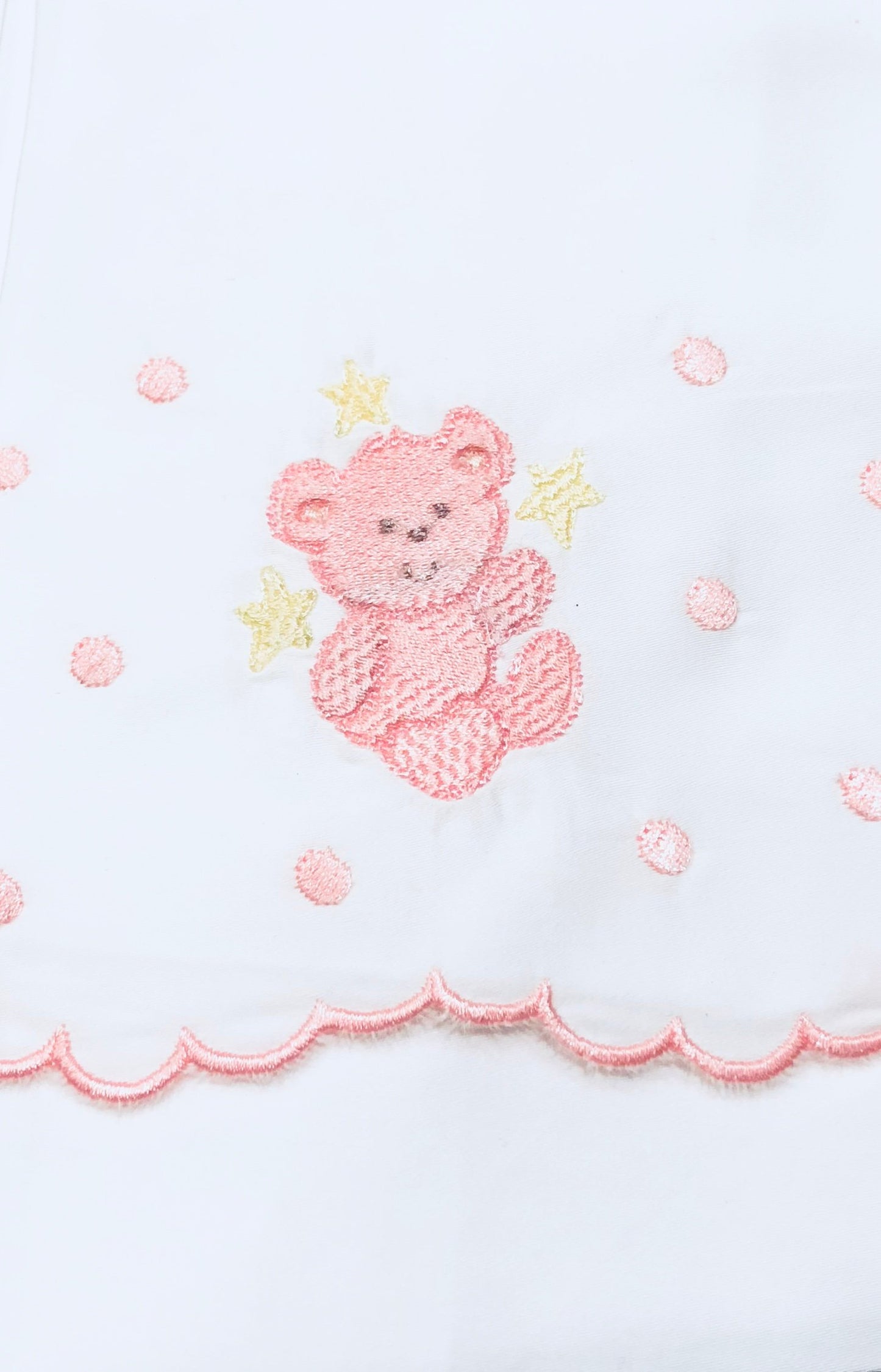 baby girl crib sheets embroidered with bear design