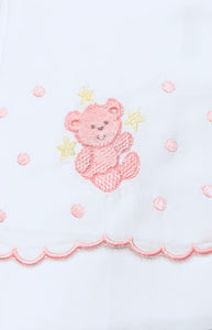 baby girl crib sheets embroidered with bear design
