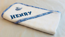 Load image into Gallery viewer, personalized baby towel with whale design