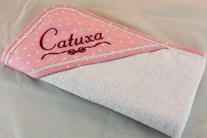 personalized pink baby towel