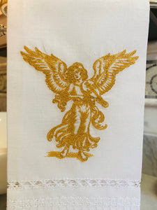 angel embroidery guest towel