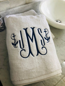 monogrammed bath towel