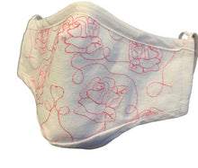 Load image into Gallery viewer, Roses Swirl Embroidered Face Mask With Floral Reverse